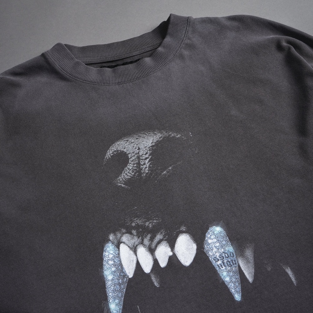 BLOOD THIRSTY FUTURE "PREMIUM" OVERSIZED TEE IN WOLF GRAY DRIFT WASH - Picture 6 of 7